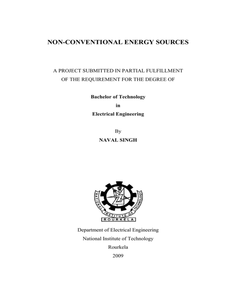 NON-CONVENTIONAL ENERGY SOURCES NON-CONVENTIONAL ENERGY SOURCES