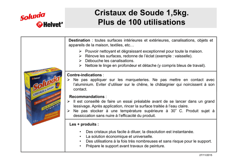Cristaux de Soude 1,5kg. Plus de 100 utilisations Cristaux de Soude 1,5kg. Plus de 100 utilisations