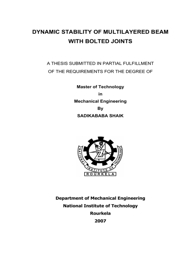 DYNAMIC STABILITY OF MULTILAYERED BEAM WITH BOLTED JOINTS DYNAMIC STABILITY OF MULTILAYERED BEAM WITH BOLTED JOINTS