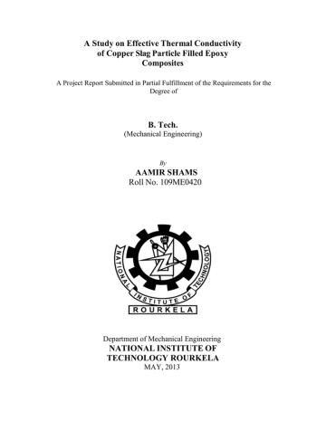 A Study on Effective Thermal Conductivity Composites B. Tech. A Study on Effective Thermal Conductivity Composites B. Tech.