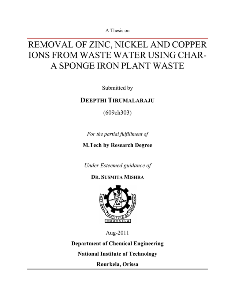 REMOVAL OF ZINC, NICKEL REMOVAL OF ZINC, NICKEL