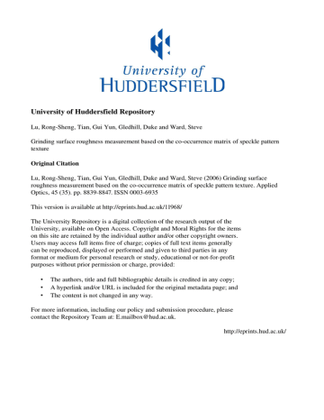 University of Huddersfield Repository University of Huddersfield Repository