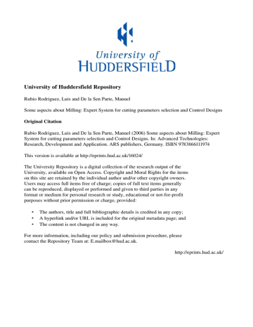 University of Huddersfield Repository University of Huddersfield Repository