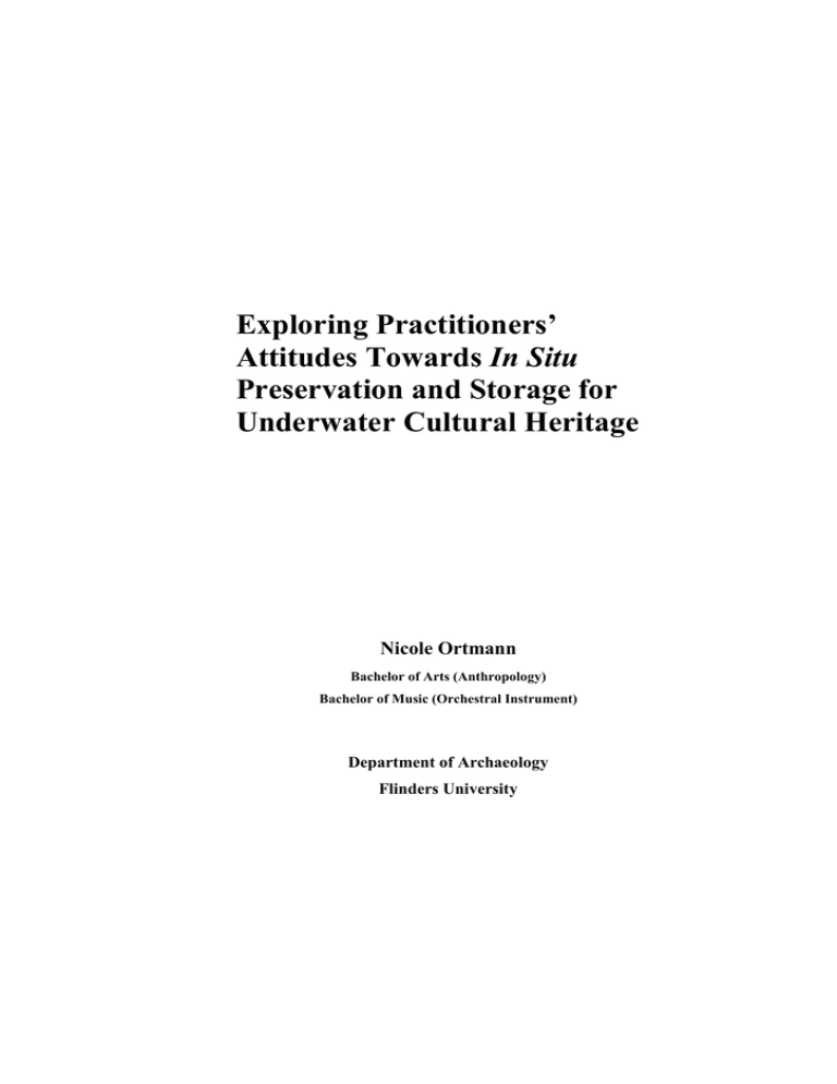 Exploring Practitioners’ In Situ Preservation and Storage for Underwater Cultural Heritage Exploring Practitioners’ In Situ Preservation and Storage for Underwater Cultural Heritage