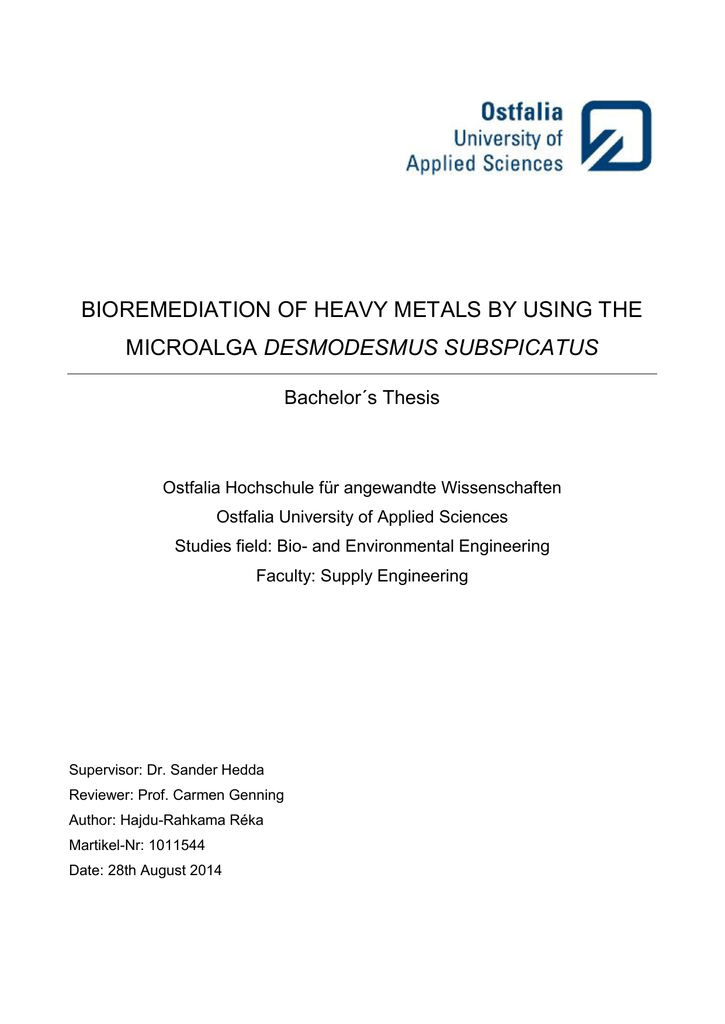 Bioremediation of heavy metals thesis
