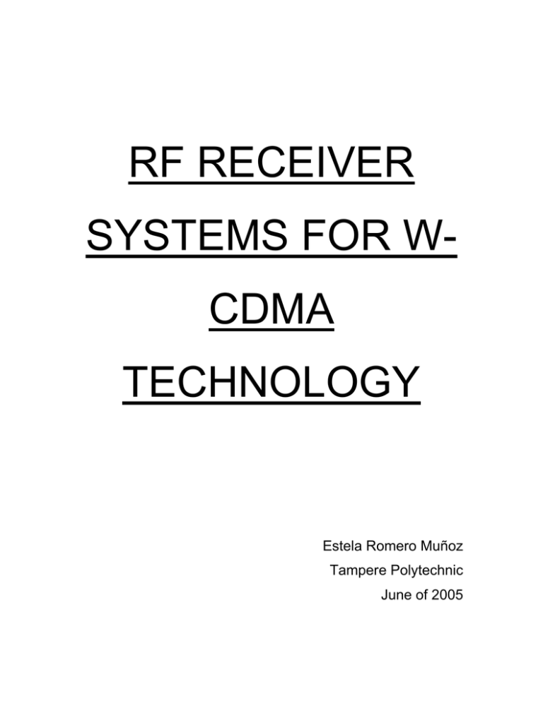 RF RECEIVER SYSTEMS FOR W- CDMA RF RECEIVER SYSTEMS FOR W- CDMA