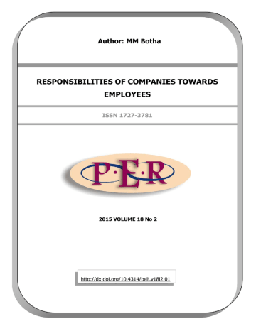 RESPONSIBILITIES OF COMPANIES TOWARDS EMPLOYEES Author: RESPONSIBILITIES OF COMPANIES TOWARDS EMPLOYEES Author: