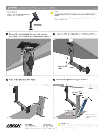 Arkon SM6HD006 Slim-Grip Ultra Heavy-Duty Multi-Angle Midsize Tablet Drilled-Base or Wall Mount Product Manual | Manualzz Arkon SM6HD006 Slim-Grip Ultra Heavy-Duty Multi-Angle Midsize Tablet Drilled-Base or Wall Mount Product Manual | Manualzz