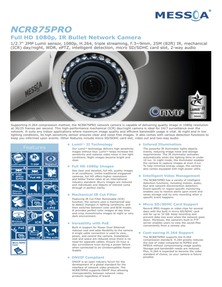 NCR875PRO Full HD 1080p, IR Bullet Network Camera NCR875PRO Full HD 1080p, IR Bullet Network Camera