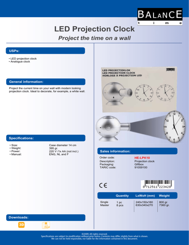 LED Projection Clock Project the time on a wall USPs: General information: LED Projection Clock Project the time on a wall USPs: General information:
