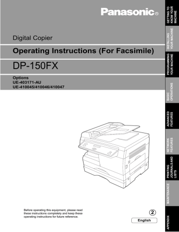 Download Panasonic owners manual DP150FX_FAX user guide Download Panasonic owners manual DP150FX_FAX user guide