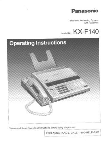 Download Panasonic owners manual KX-F140 user guide Download Panasonic owners manual KX-F140 user guide