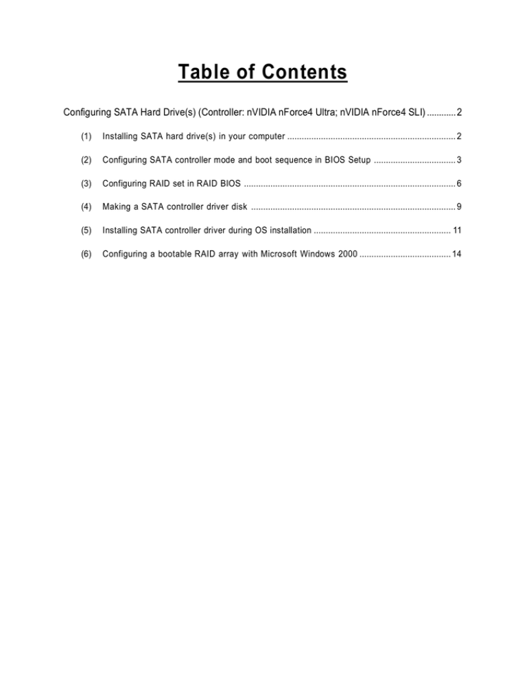 Table of Contents Table of Contents