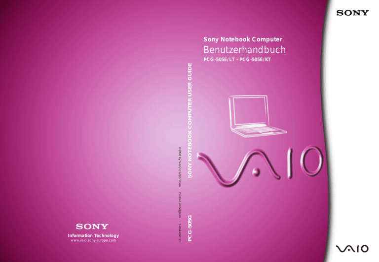 Benutzerhandbuch Sony Notebook Computer COMPUTER USER GUIDE SONY NOTEBOOK Benutzerhandbuch Sony Notebook Computer COMPUTER USER GUIDE SONY NOTEBOOK