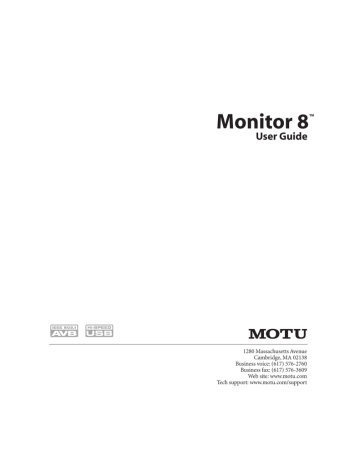 Motu Monitor 8 User Guide | Manualzz Motu Monitor 8 User Guide | Manualzz