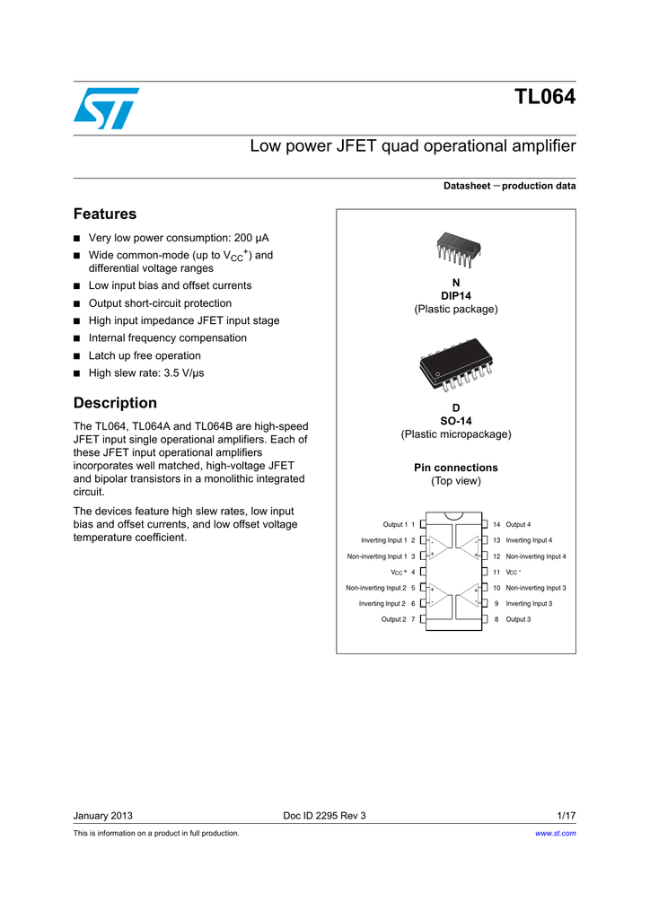 Stmicroelectronics Tl Datasheet Manualzz