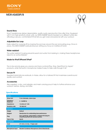 MDR-AS400IP/B Sound Story MDR-AS400IP/B Sound Story