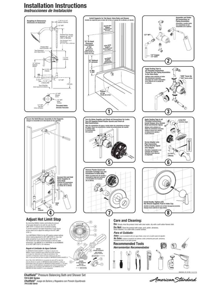 American Standard 7413502.002 Installation guide American Standard 7413502.002 Installation guide