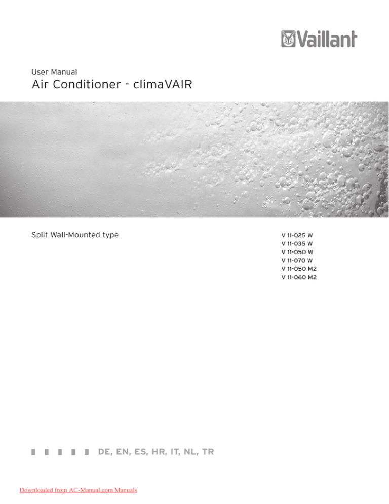 Air Conditioner - climaVAIR DE, EN, ES, HR, IT, NL, TR Air Conditioner - climaVAIR DE, EN, ES, HR, IT, NL, TR