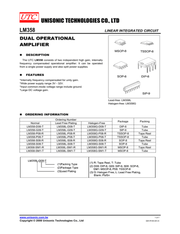 UNISONIC TECHNOLOGIES CO., LTD LM358 UNISONIC TECHNOLOGIES CO., LTD LM358