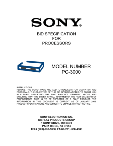 MODEL NUMBER PC-3000 BID SPECIFICATION MODEL NUMBER PC-3000 BID SPECIFICATION