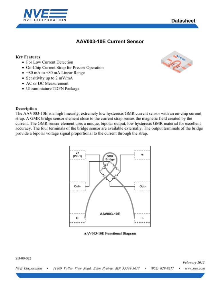 Datasheet AAV003-10E Current Sensor Datasheet AAV003-10E Current Sensor