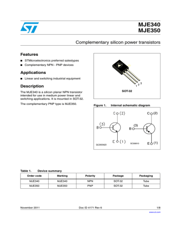 STMicroelectronics MJE340 Datasheet Manualzz