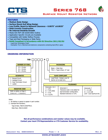 Series 768 Surface Mount Resistor Network Series 768 Surface Mount Resistor Network