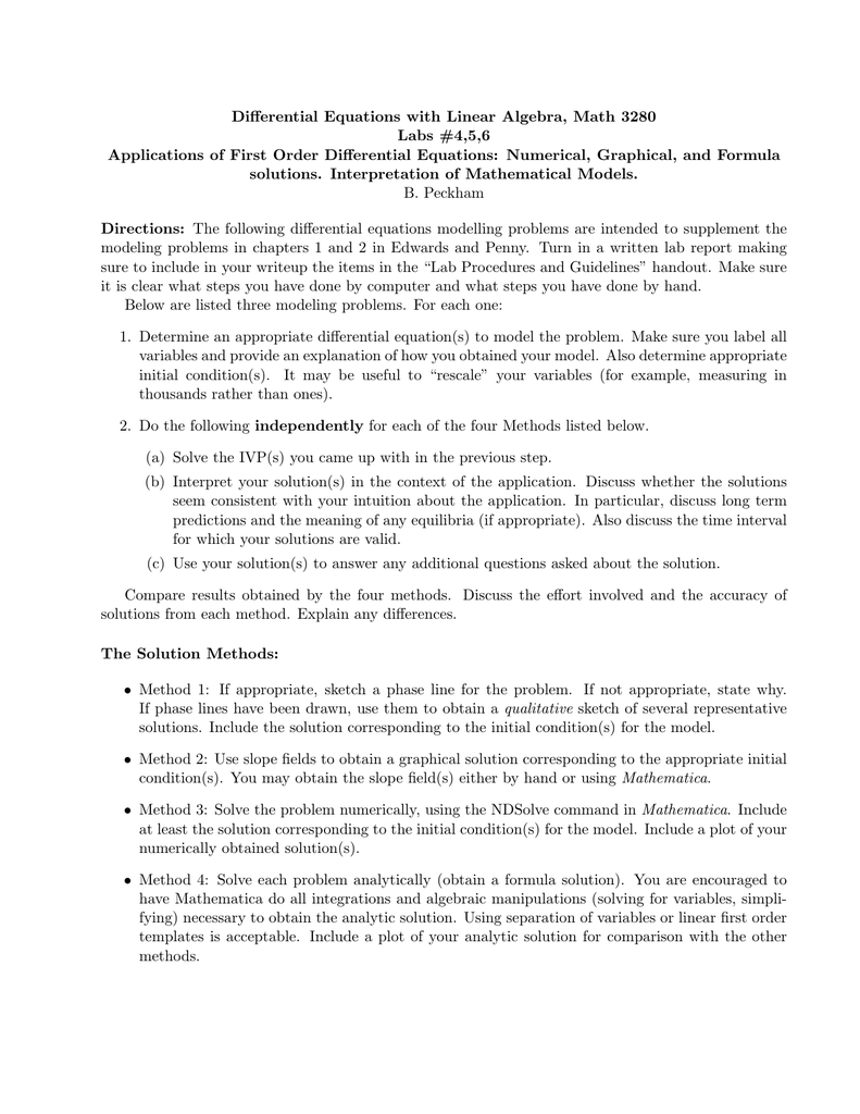 differential equations and linear algebra solutions