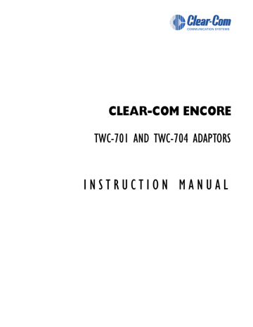 Clear-Com TWC-704 Instruction manual | Manualzz