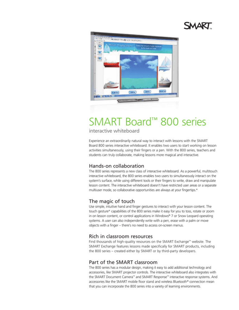 SMART Board 800 series ™ interactive whiteboard SMART Board 800 series ™ interactive whiteboard