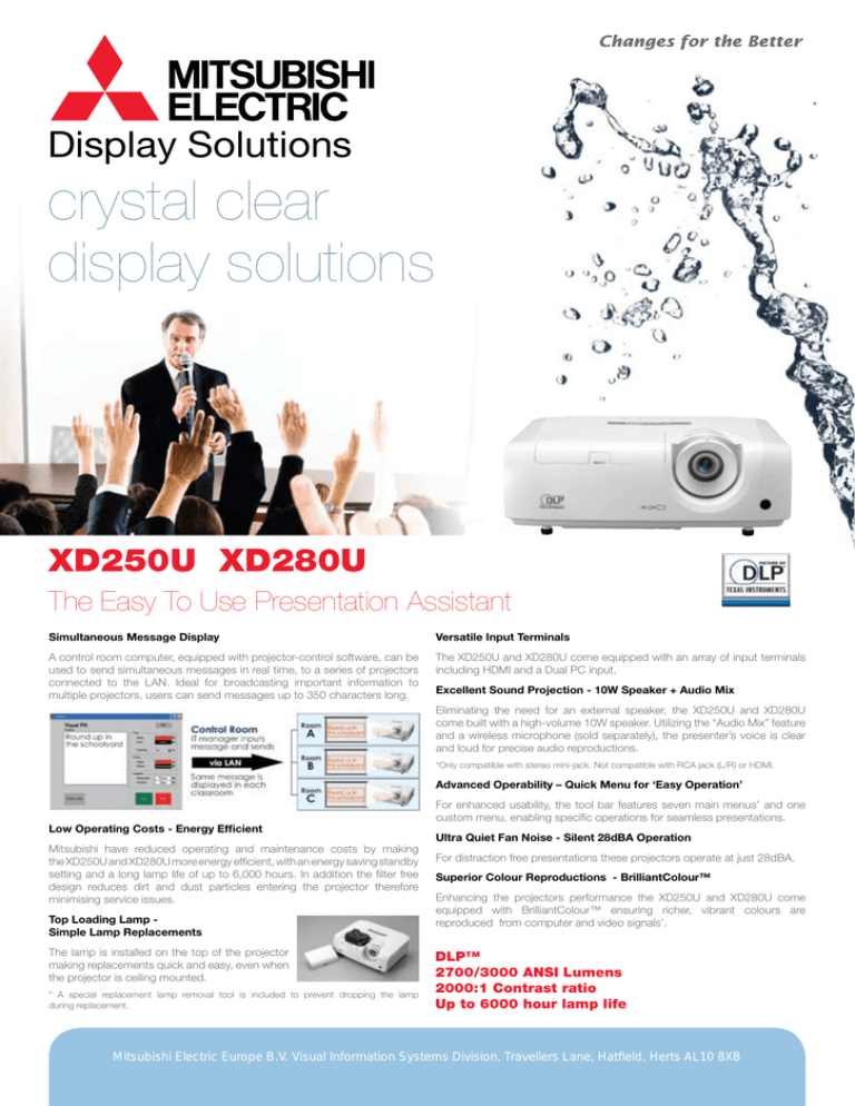 crystal clear display solutions Display Solutions XD250U XD280U crystal clear display solutions Display Solutions XD250U XD280U