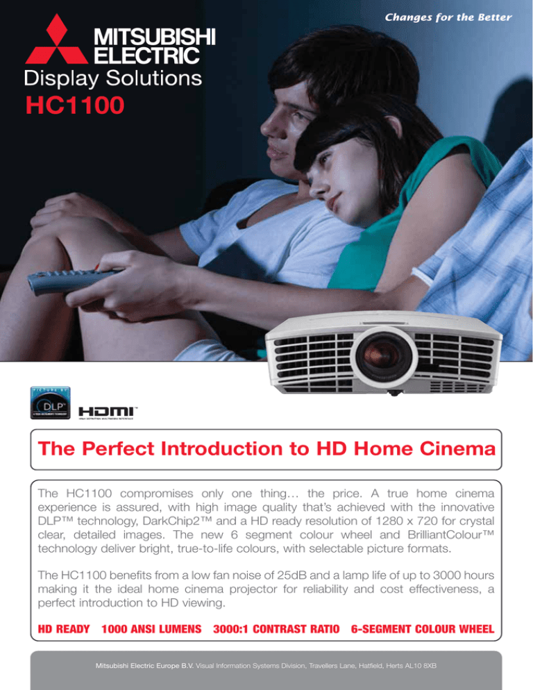 HC1100 The Perfect Introduction to HD Home Cinema HC1100 The Perfect Introduction to HD Home Cinema