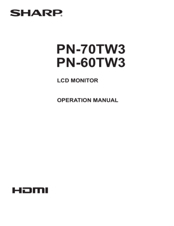 Sharp PN70TW3 LCD Monitor Owner's Manual | Manualzz