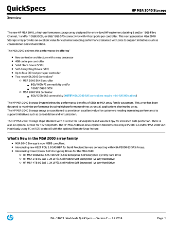 QuickSpecs HP MSA 2040 Storage Overview | Manualzz