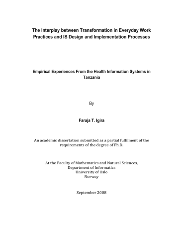The Interplay between Transformation in Everyday Work The Interplay between Transformation in Everyday Work