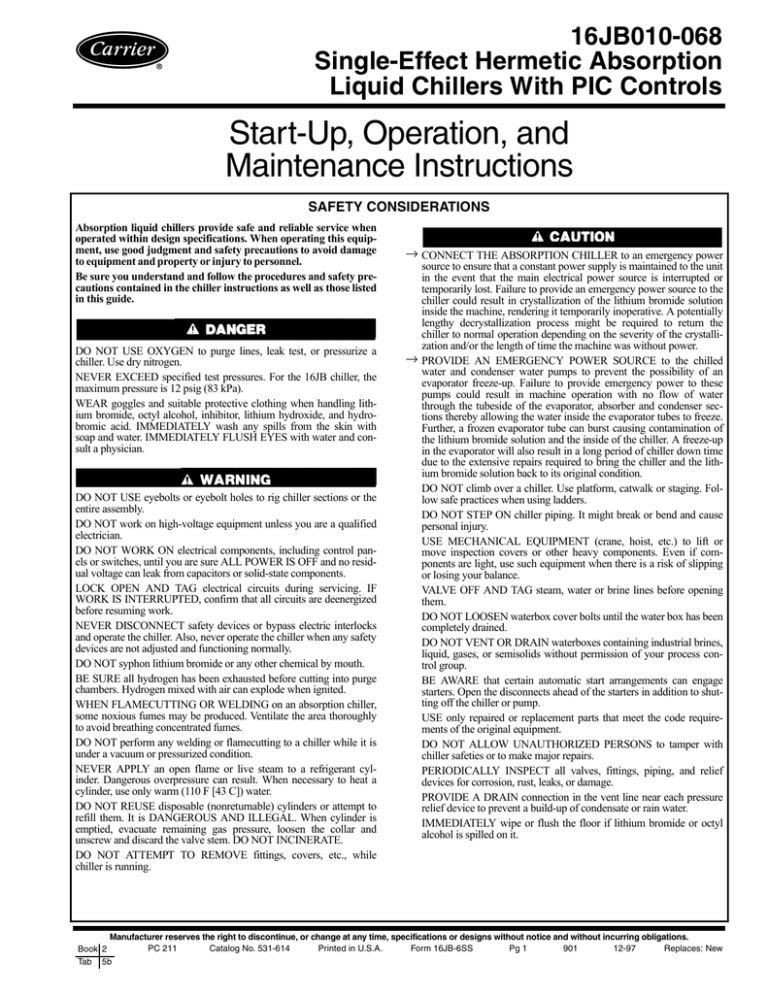Start-Up, Operation, and Maintenance Instructions SAFETY CONSIDERATIONS Start-Up, Operation, and Maintenance Instructions SAFETY CONSIDERATIONS