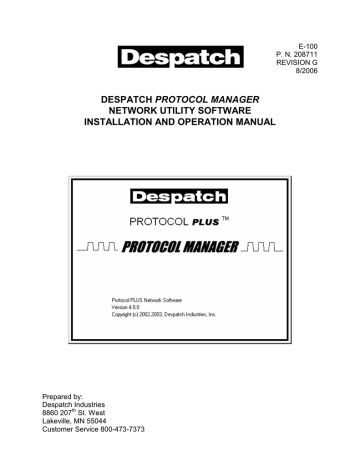 PROTOCOL MANAGER NETWORK UTILITY SOFTWARE INSTALLATION AND OPERATION MANUAL | Manualzz PROTOCOL MANAGER NETWORK UTILITY SOFTWARE INSTALLATION AND OPERATION MANUAL | Manualzz
