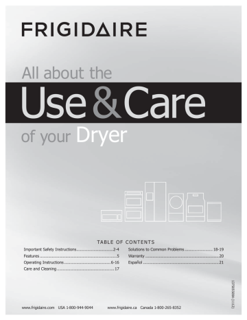 Use Care & Dryer Use Care & Dryer