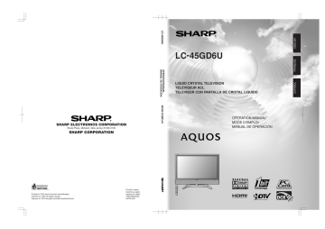 Sharp LC-45GD6U Flat Panel Television Operation Manual | Manualzz Sharp LC-45GD6U Flat Panel Television Operation Manual | Manualzz