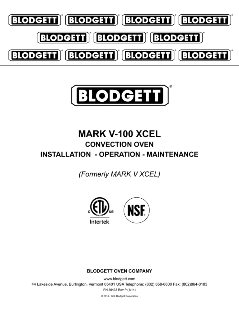 mark v-100 xcel convection oven inStallation - oPeration - maintenance mark v-100 xcel convection oven inStallation - oPeration - maintenance