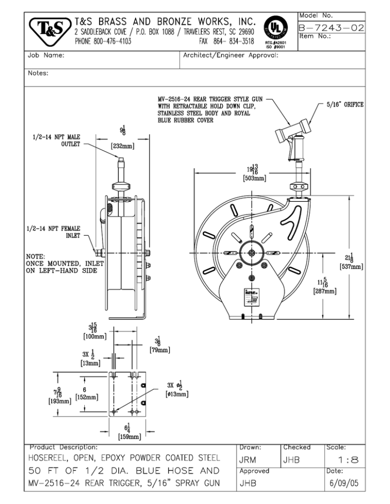 T & S Brass & Bronze Works B-7243-02 User manual T & S Brass & Bronze Works B-7243-02 User manual