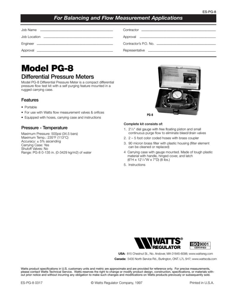 For Balancing and Flow Measurement Applications For Balancing and Flow Measurement Applications
