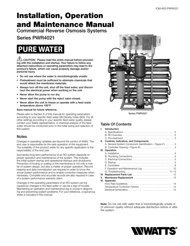 Watts PWR4021 Installation Instructions Watts PWR4021 Installation Instructions