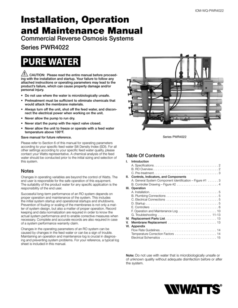 Watts PWR4022 Installation Instructions Watts PWR4022 Installation Instructions