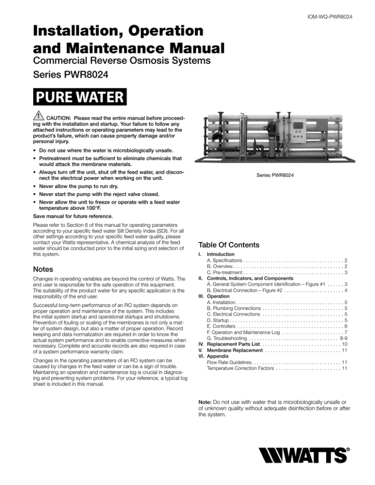 Watts PWR8024 Installation Instructions Watts PWR8024 Installation Instructions