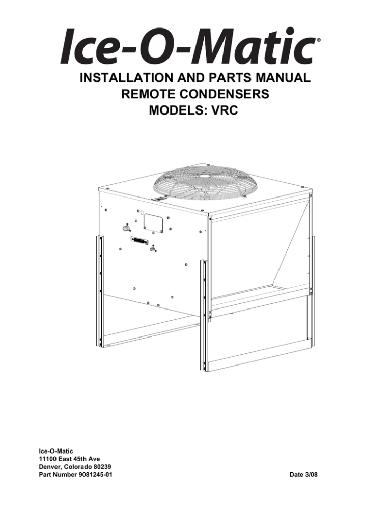 Ice-O-Matic VRC2661, VRC5061, VRC1001, VRC1061, VRC2061, VRC User manual Ice-O-Matic VRC2661, VRC5061, VRC1001, VRC1061, VRC2061, VRC User manual