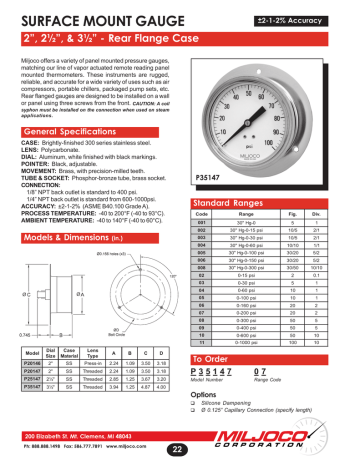 SURFACE MOUNT GAUGE 2”, 2½”, & 3½” - Rear Flange Case SURFACE MOUNT GAUGE 2”, 2½”, & 3½” - Rear Flange Case