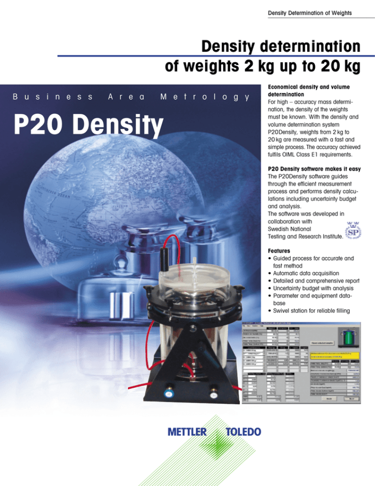 Mettler Toledo P20Density Datasheet Mettler Toledo P20Density Datasheet