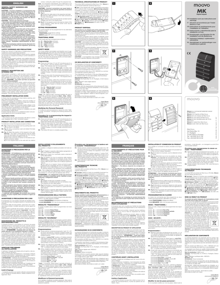 Moovo MK Owner's manual Moovo MK Owner's manual